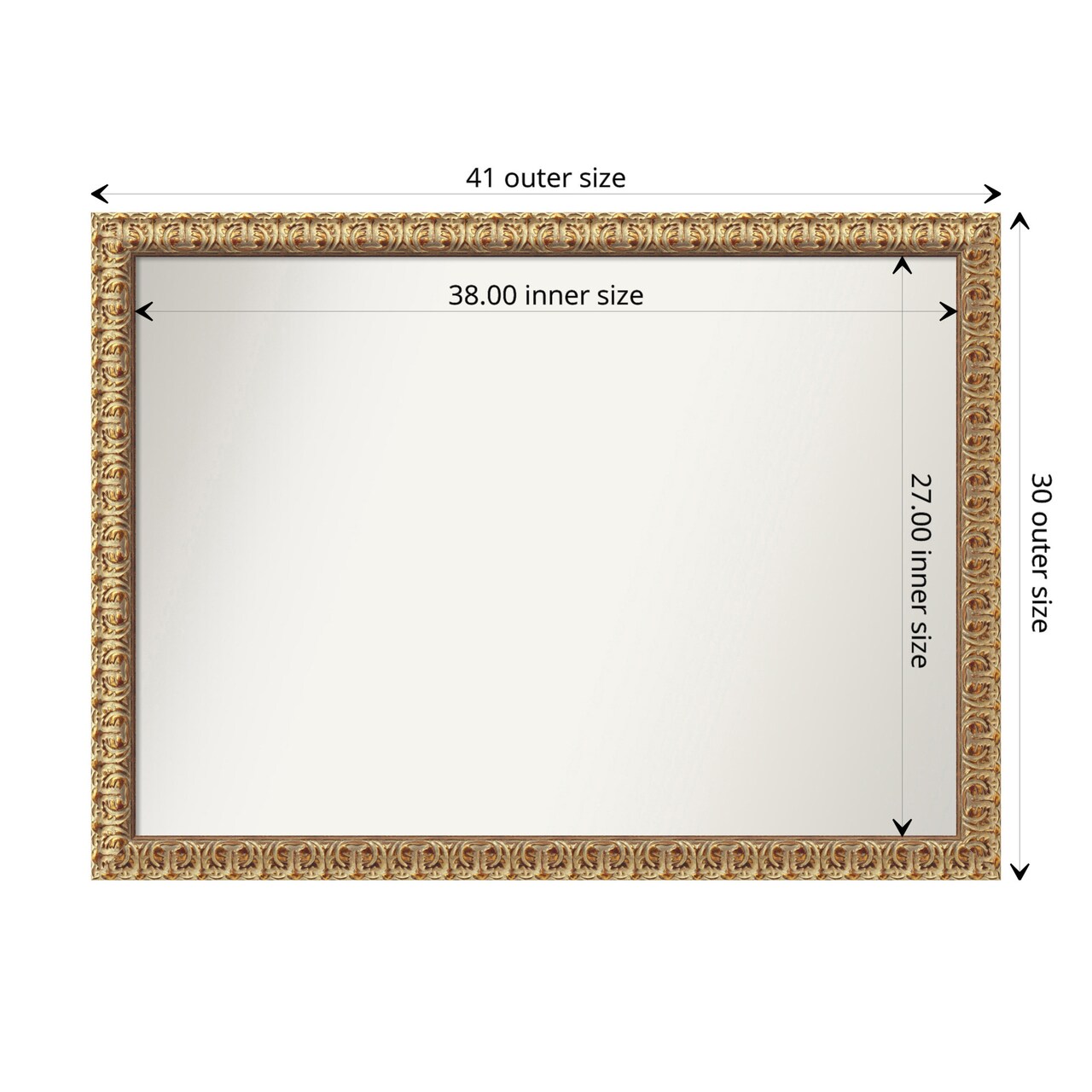 Amanti Art Non-Beveled Wood Wall Mirror, Florentine Gold Frame